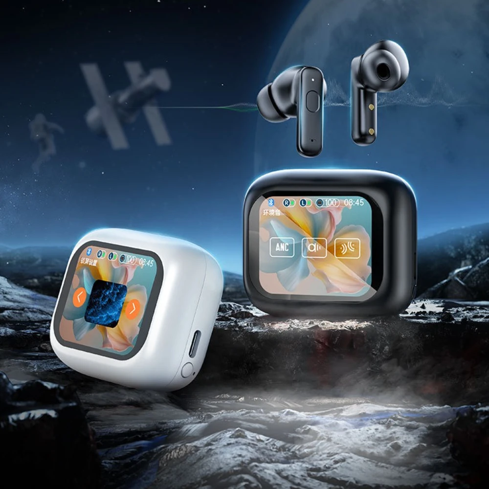 

Full Touch Screen AI Translation Headphones ANC Bluetooth 5.4 Noise Cancelling Earphones Stereo Wireless in-Ear ENC Earbuds Mic