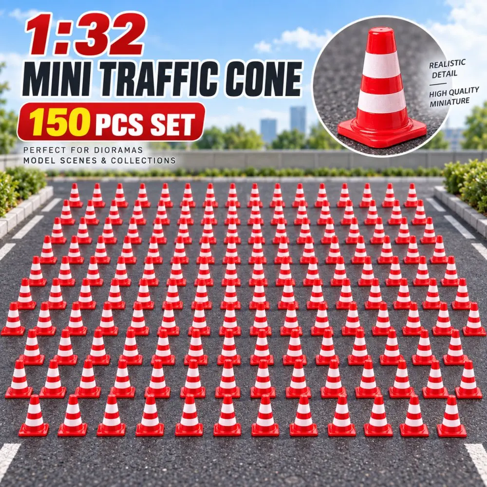 150pcs Mini Traffic Cones, Simulation Roadblock & Stop Sign, DIY Micro Landscape Sand Table Model, Engineering Scene Layout Toy