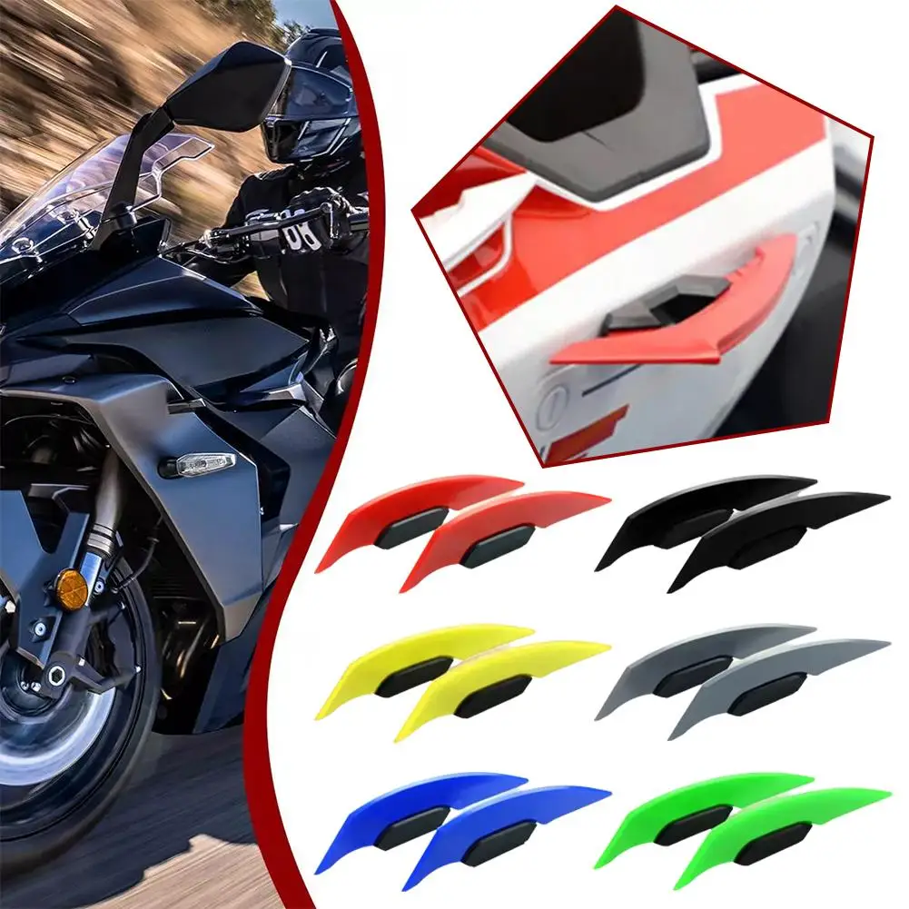 1Pair Universal Motorcycle Winglet Aerodynamic Spoiler Dynamic Wing Decoration Sticker for Motorbike Scooter N6K7