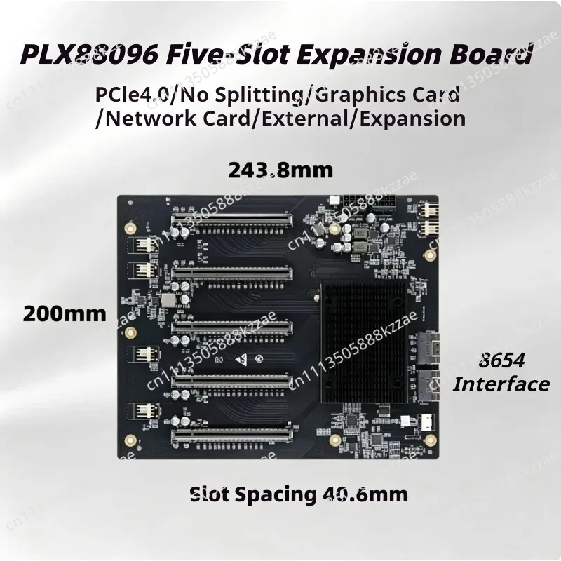 PLX88096 Multi-GPU Backplane, PCIe4.0 5-Card Expansion & Adjustable Split