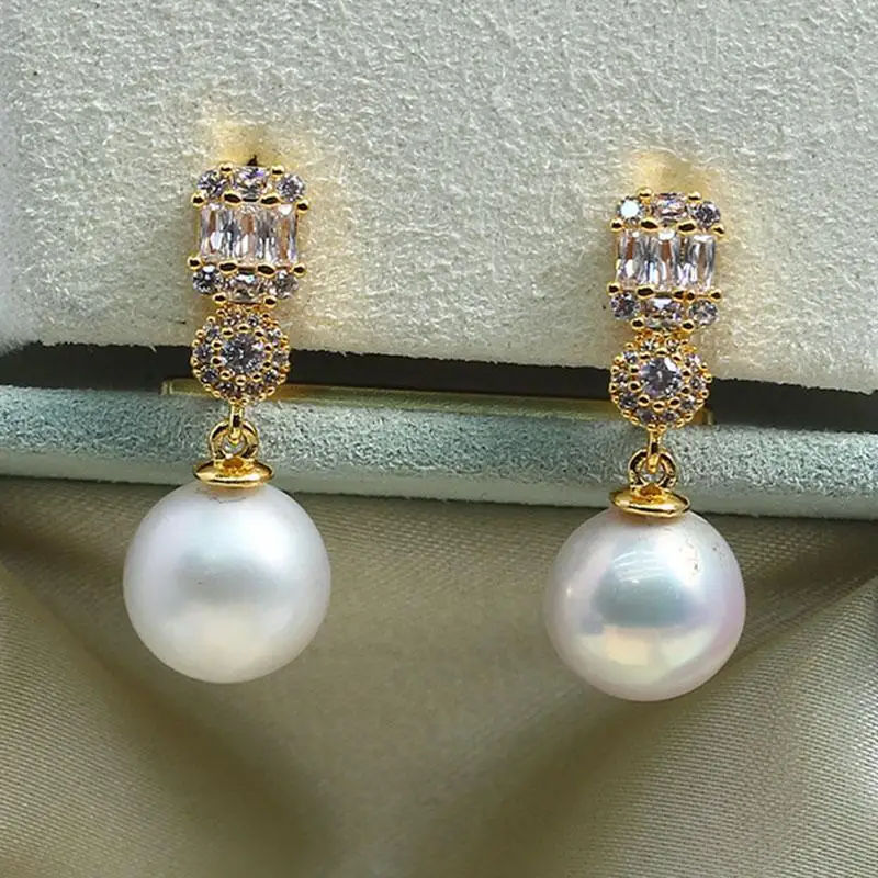

1 пара позолоченных медных серег-гвоздиков E324 с жемчугом и серебряными штифтами S925, фурнитура для изготовления ювелирных изделий, аксессуары для DIY украшений