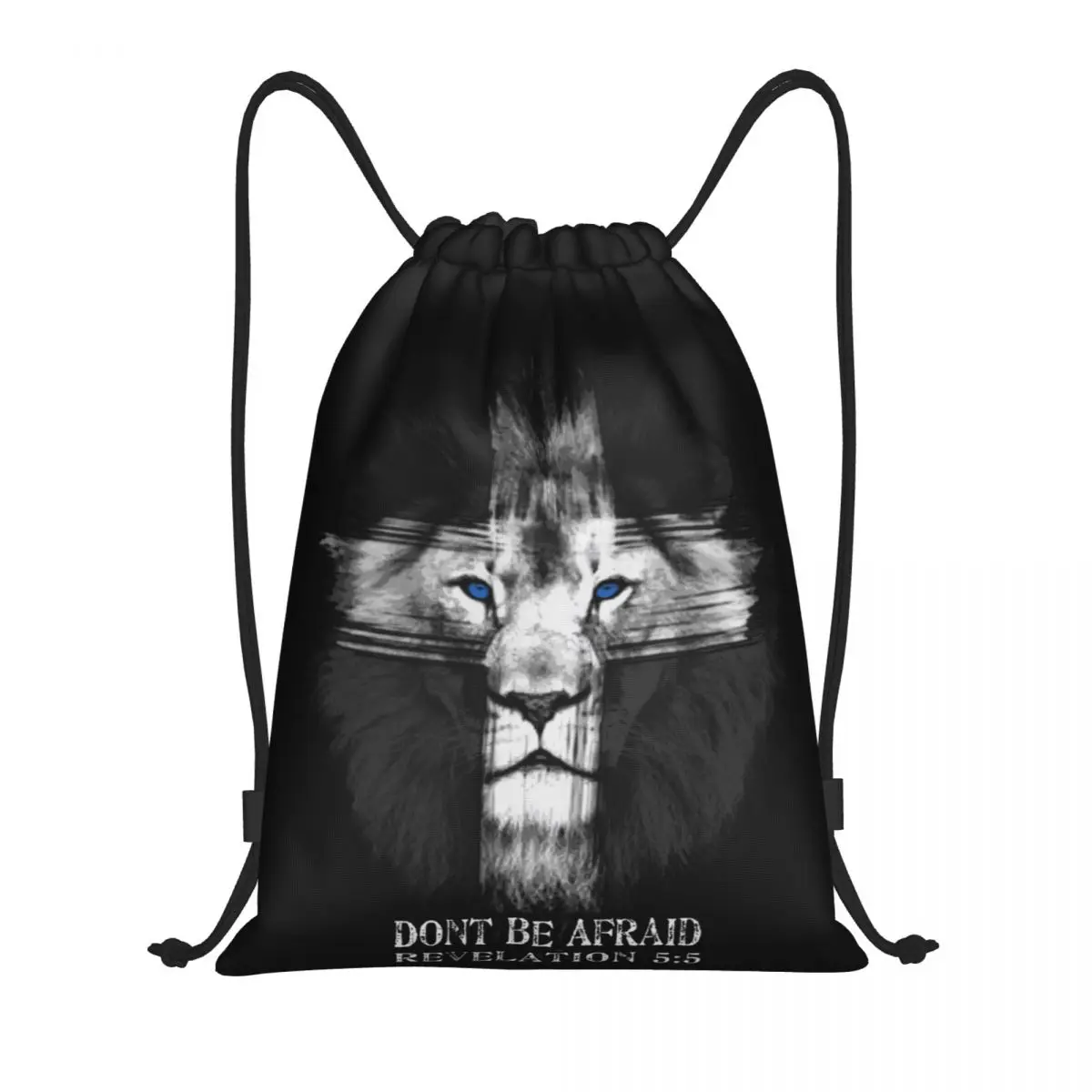 Personalizado Legal Leão De Judá Jesus Cruz Drawstring Bag Mulheres Homens Leve Fé Cristã Sports Gym Storage Backpack