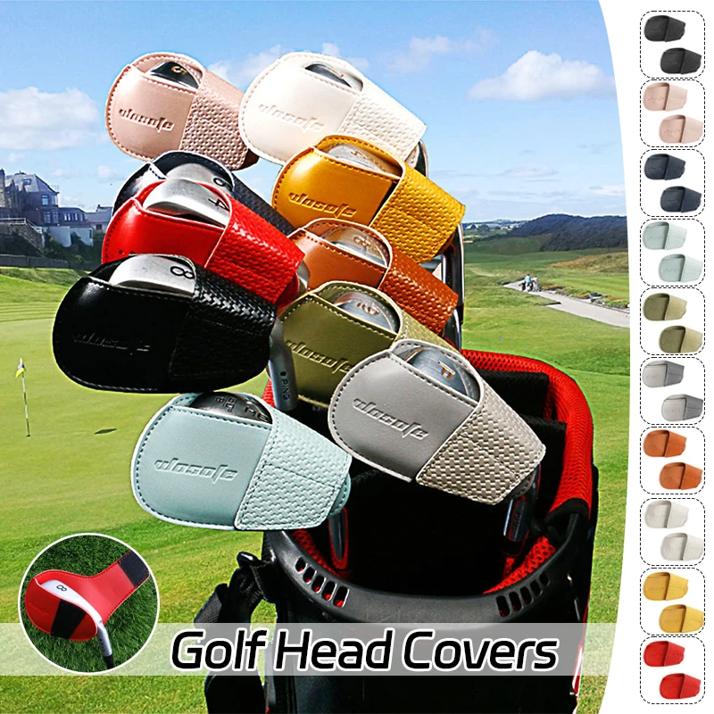 

2Pcs Golf Club Head Cover Pu Leather Thicken Golf Iron Head Protective Headcover 10 Colors Protect Club Head From Damage