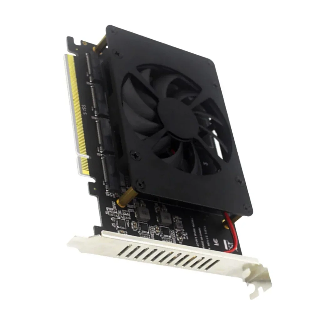 NVMe M.2 Adapter Card For PCIe X16 Splitter 4-Bay Software RAID Controller With Fan For PCIE 3.0 4.0 SSD Expansion