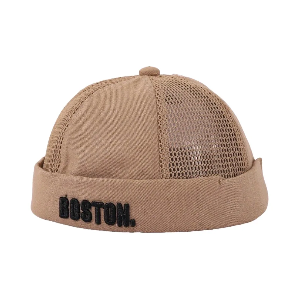 

Letter Embroidered Baby Brimless Hat Cotton Adjustable Landlord Cap Breathable Mesh Sun Protection Bucket Hat