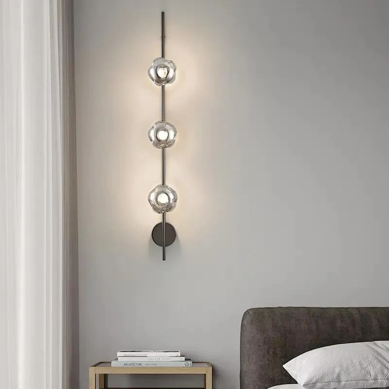 Creative simple iron LED wall lamp glass shade bedroom living room bedside lamp home improvement