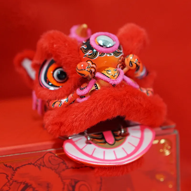 Cartoon Chinese Red Lion Dance Resin Decoration New Year Decorative Desk Car Home Handmade Craft Accessories Gift