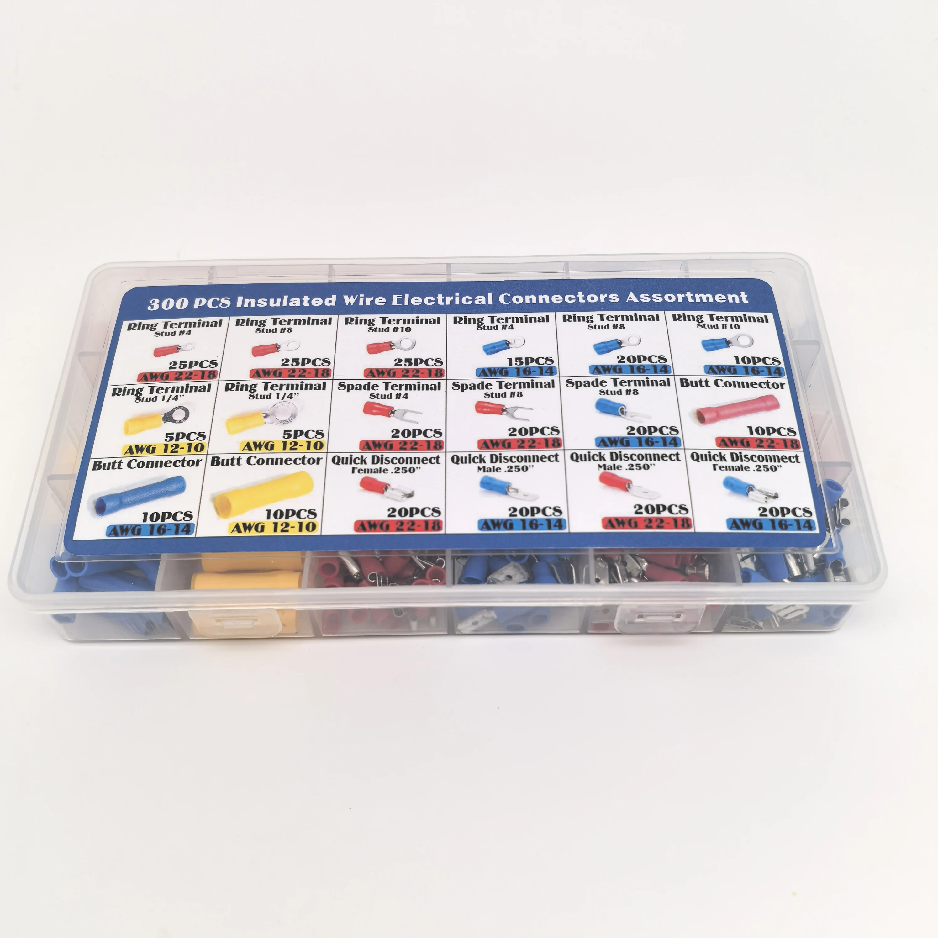 Terminale per pressa a freddo da 300 pezzi OT/UT Terminale a forcella rotonda a forcella Connettore per cavo automobilistico in scatola