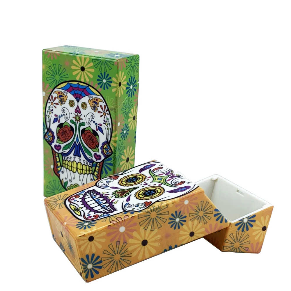 Plastic Cigarette Case Skull Pattern Cigarette Holder Box for Men Women 20pcs Regular King Size Cigarettes,Gifts for Dad Husband