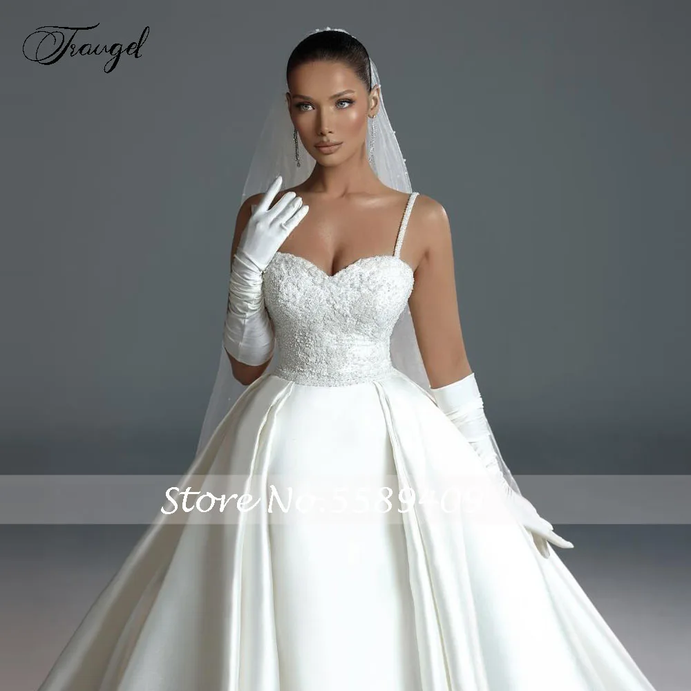 Angepasst Schatz Vintage A-Line Brautkleider Spitze Stickerei Vestido De Novia Für Frauen Matte Satin Robe De Mariee