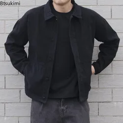 2026 Men's Loose Casual Denim Jacket Fashion Korean Style Simple Lapel Button-up Coats Solid All-match Jean Jacket Men Outerwear