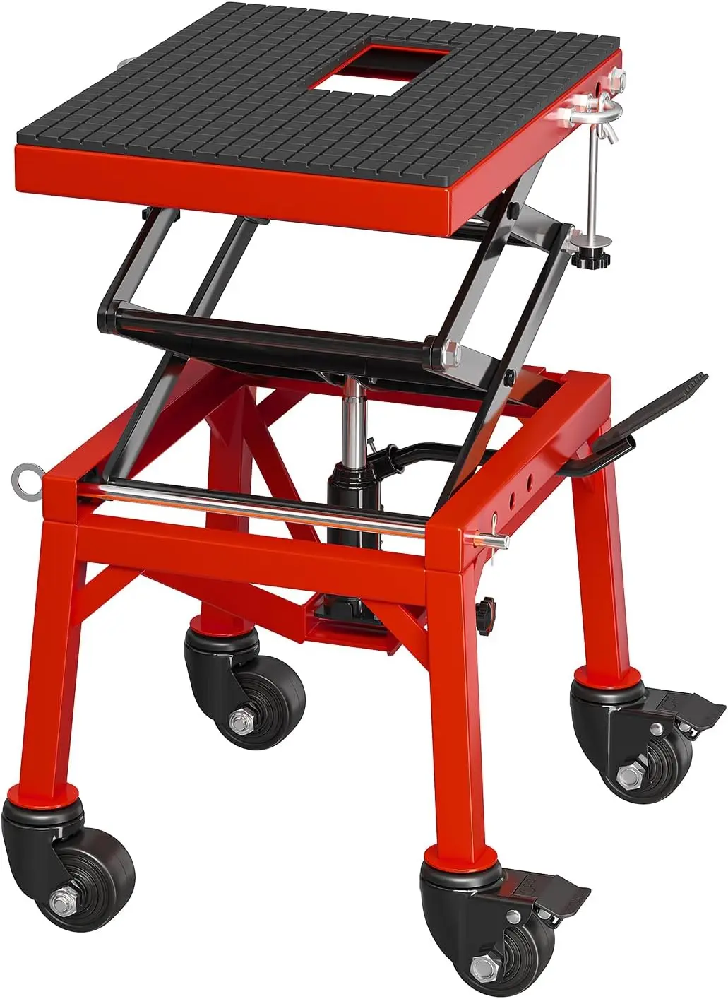 

350 Lbs Hydraulic Motorcycle Scissor Lift Jack,14"-36" Lifting Height,Foot-Operated Motorcycle Stand Lift with 4 Wheels for ATV