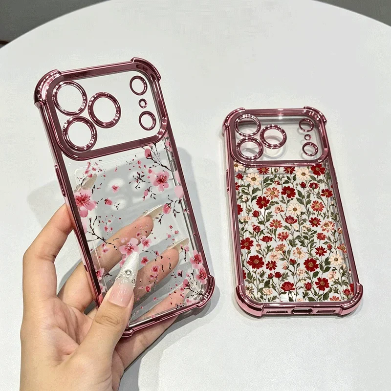 Charming Peony Flower Shockproof Case For Samsung Galaxy A27 A57 A37 A56 A55 A16 A54 A53 A52 A35 A15 A06 A36 A23 A34 5G Casing