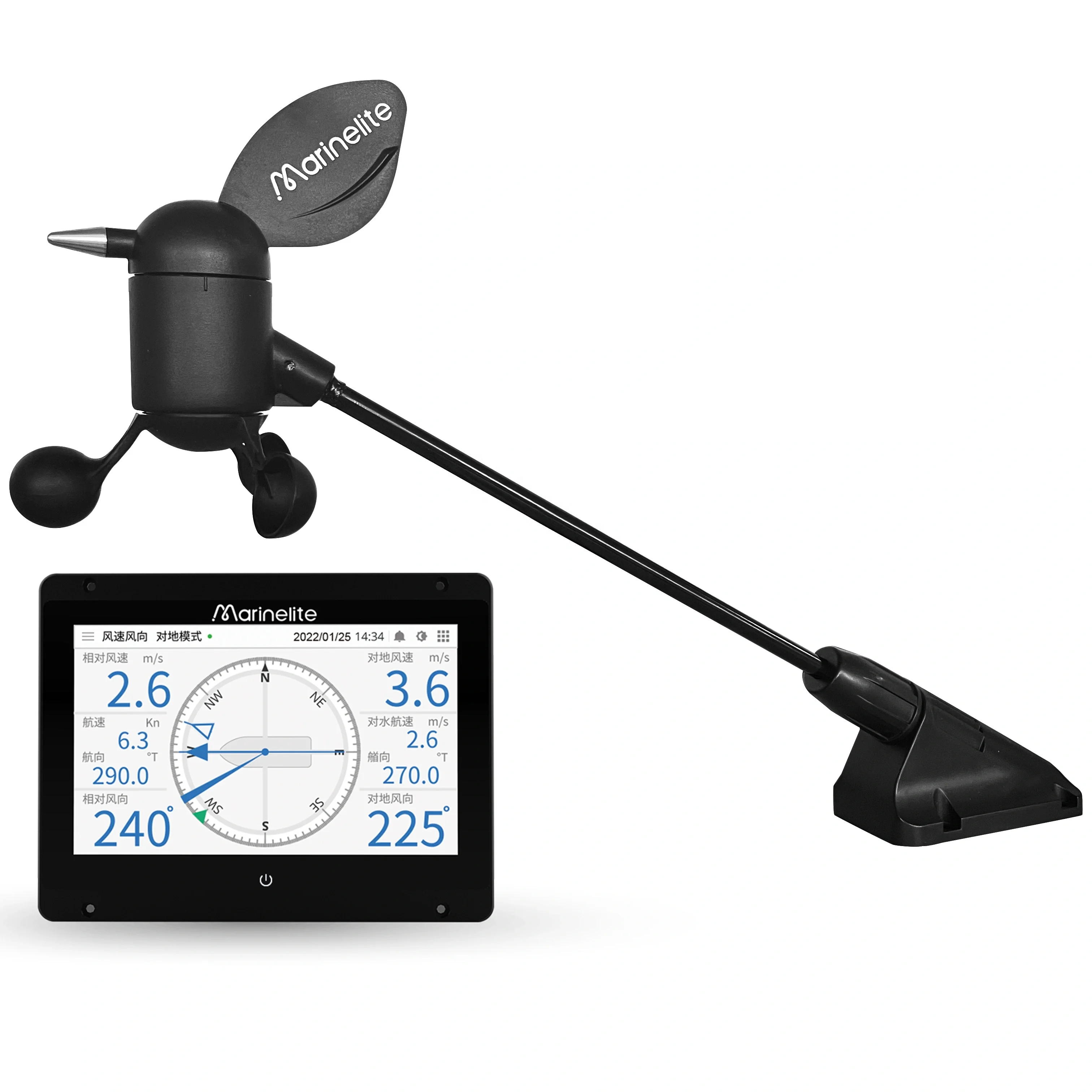Boat Marine Anemometer with Data Logger Measures Wind Speed Unit Waterproof Design