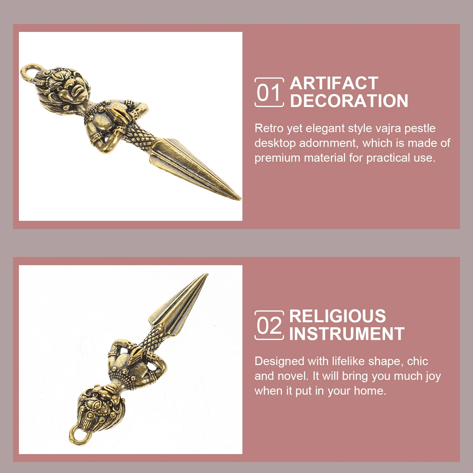 

Vajra Pendant Brass Crafts Necklace nament Retro Tibetan Decor MultiUse Keychain Charm Jewelry Accessories