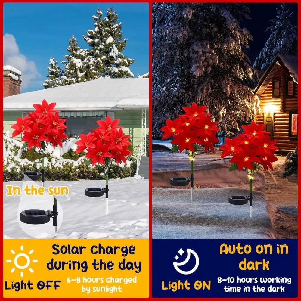 

Suitable LED LED Solar Christmas Flower Lights Solar Light Poinsettia Light LED Light Solar Powered Artificial Flower Light Lawn