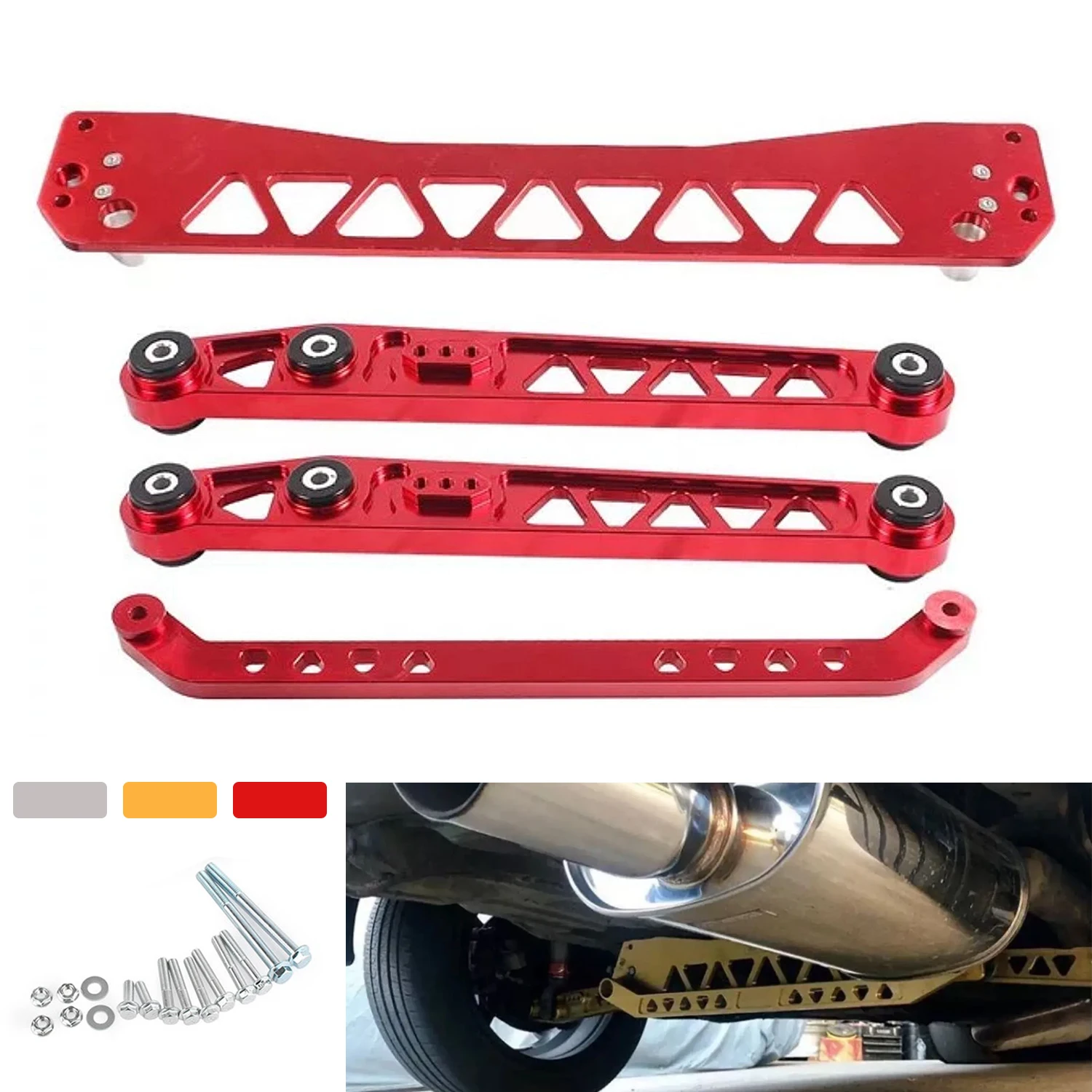 Billet Aluminium Achter Draagarmen Subframe Brace Tie Bar Past op Honda Civic EK 1996-2000