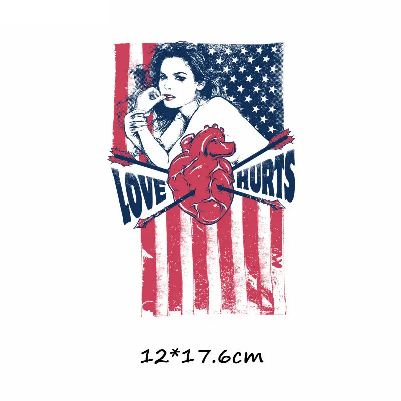 UK USA NEW YORK Ukraine Plags Ironing on Heat Transfer Patches for Clothing Flowers Owl Motorcycle Painting Punk Patch Appliques