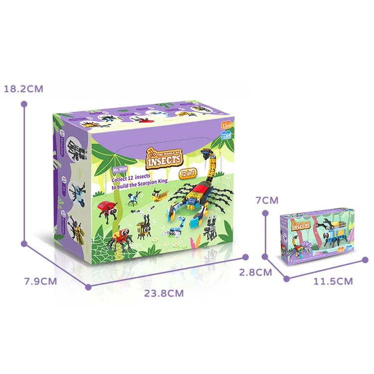 Creativity Mini Insect Animal World Building Block12 in 1Centipede Scorpion Model Kit Brick Home Decor Birthday Toy Gift for Kid