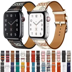 Logo Leather Watch Strap For Apple Watch band 44mm 49mm 45mm 42mm 40mm 41mm 46mm Bracelet Loop For iWatch Ultra 1 2 SE 7 8 9 10