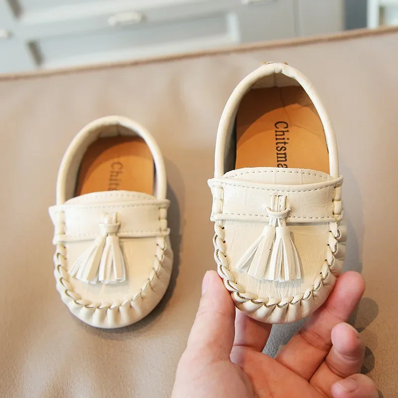 Children Casual Flats Kids Leather Shoes Slip-on with Tassel Classic Fashion Boys Girls Loafers Moccasins 2023 New Soft 21-35