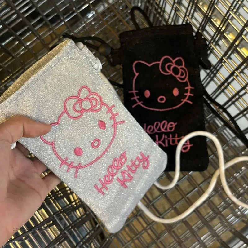 Hello Kitty Phone Bag Cute Mini Embroidered Phone Bag New Portable Versatile Storage Crossbody Phone Bag Suitable For All Phones
