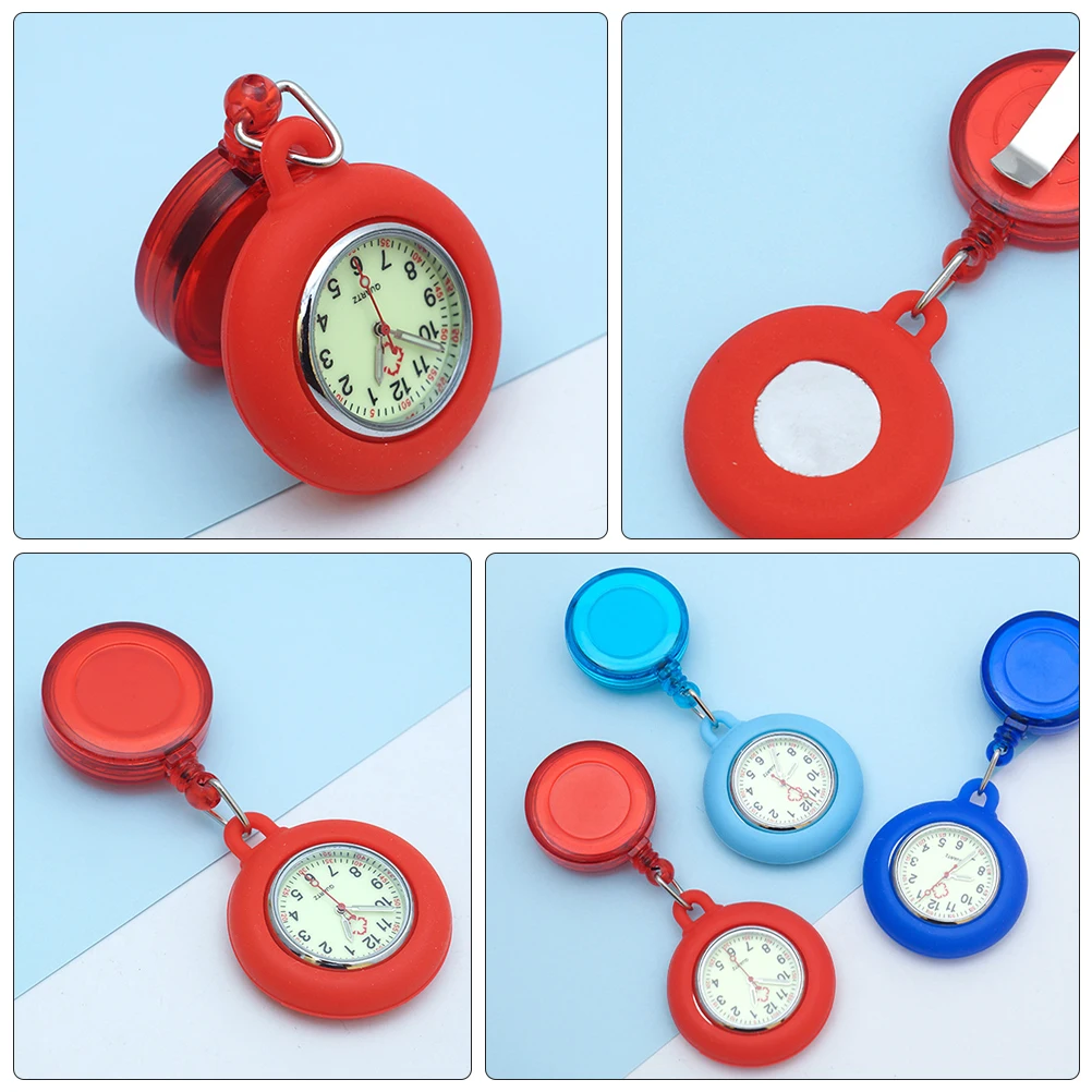 

Nurse Watch Women Plastic Portable Pocket Watches for Nurses Lapel Quartz Adjustable Durable Textured Practical Clear