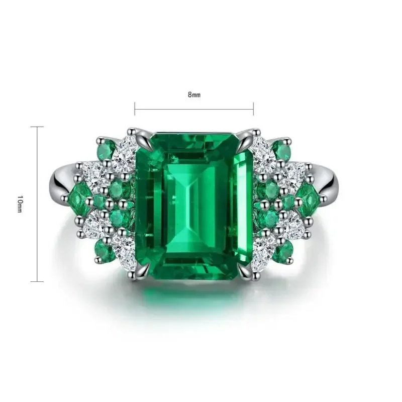 Pirmiana New Design 3.05ct Colombia Color Lab Grown Emerald Ring S925 Silver Jewelry Women Engagementring