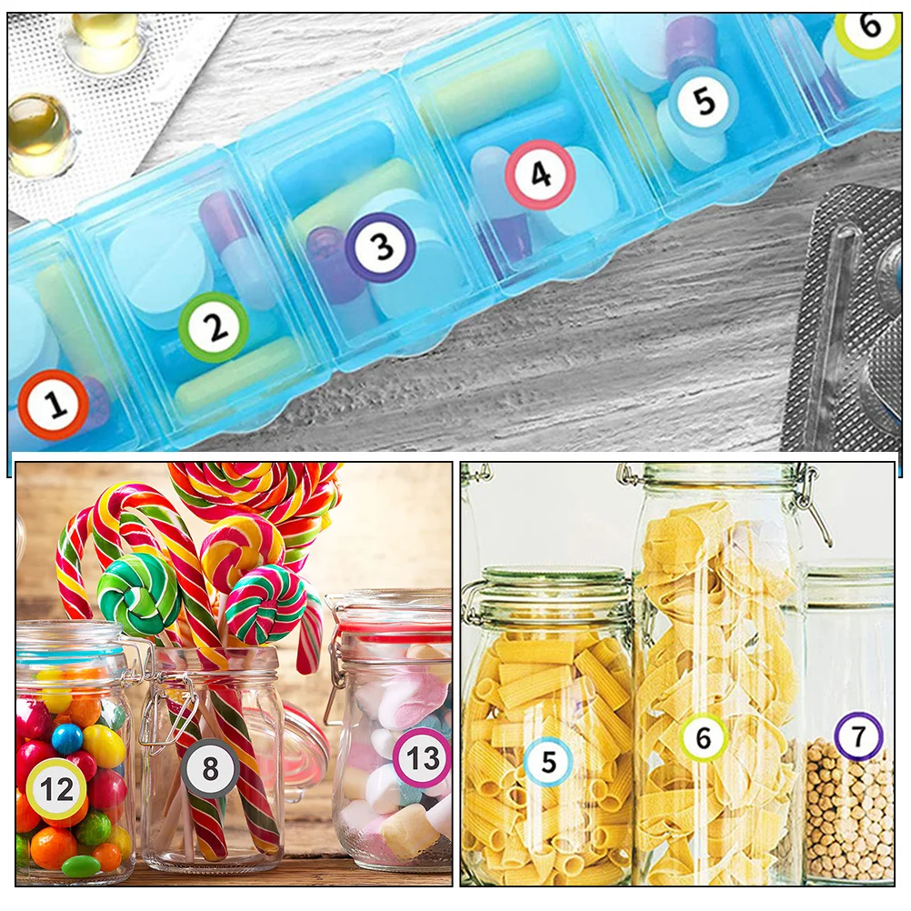 

20 Sheets Colorful Number Stickers Round Self-Adhesive Labels For Organization Storage Cabinet Bottle Jar Key Sorting Multi-Use