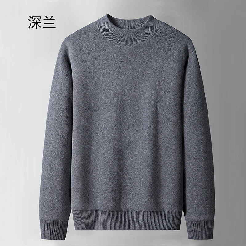 Mock Neck Knit Pull Sweater Men Clothing Fashion Christmas Knitted Pullovers Black Red  Men Sweater Korea Style Tops 2023 Autumn