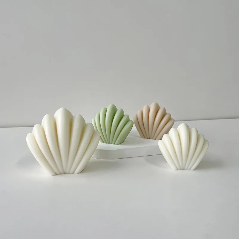 

3D Shell Shaped Candle Silicone Mold Fan-shaped Striped Shell Scented Candle Plaster Making Mould Epoxy Resin Molds Home Decor