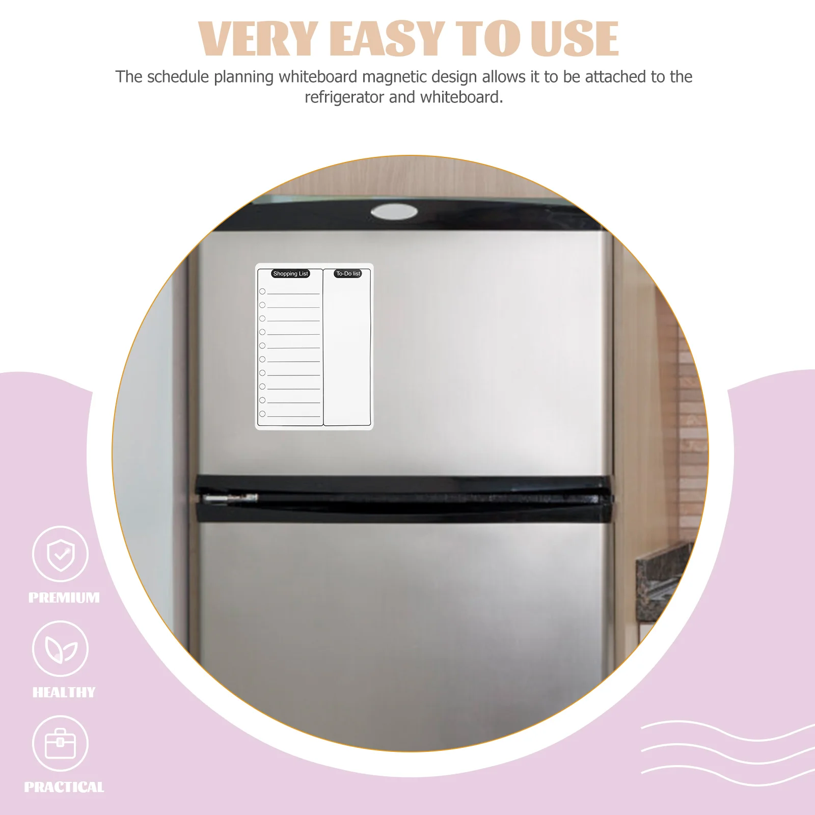 

2 Pcs Magnetic Whiteboard Erasable Planner Smooth Surface Kitchen Reminder Fridge Message Board Dry Erase Calendar Schedule Note
