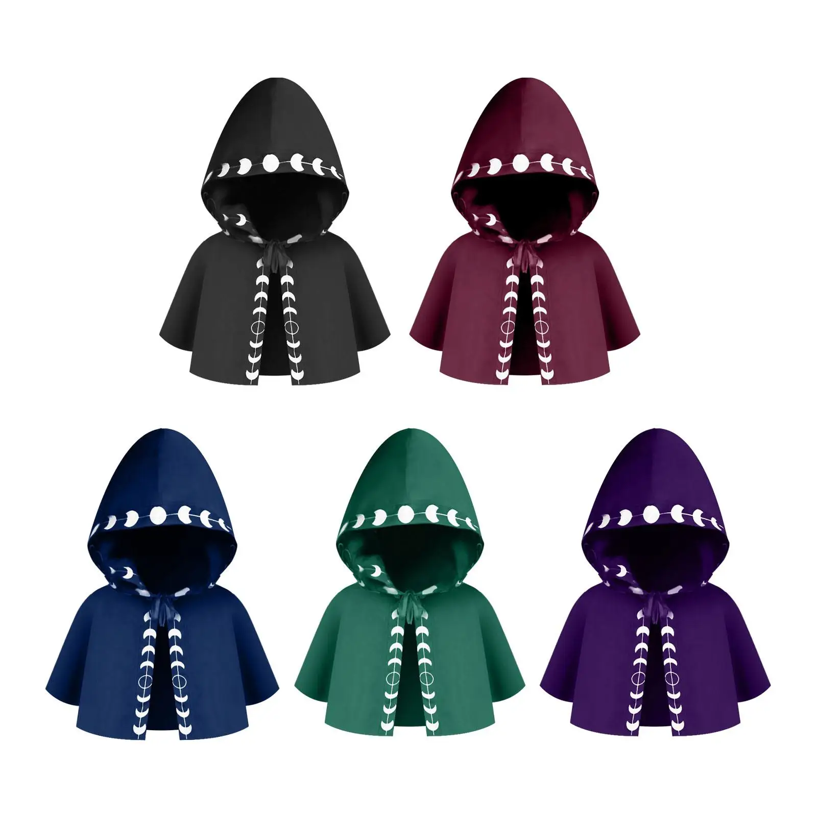 

Halloween Cloak Medieval Hooded Cloak Hat Cosplay Costume Accessories Photography Prop Grim Cowl Witch Cape for Dress up