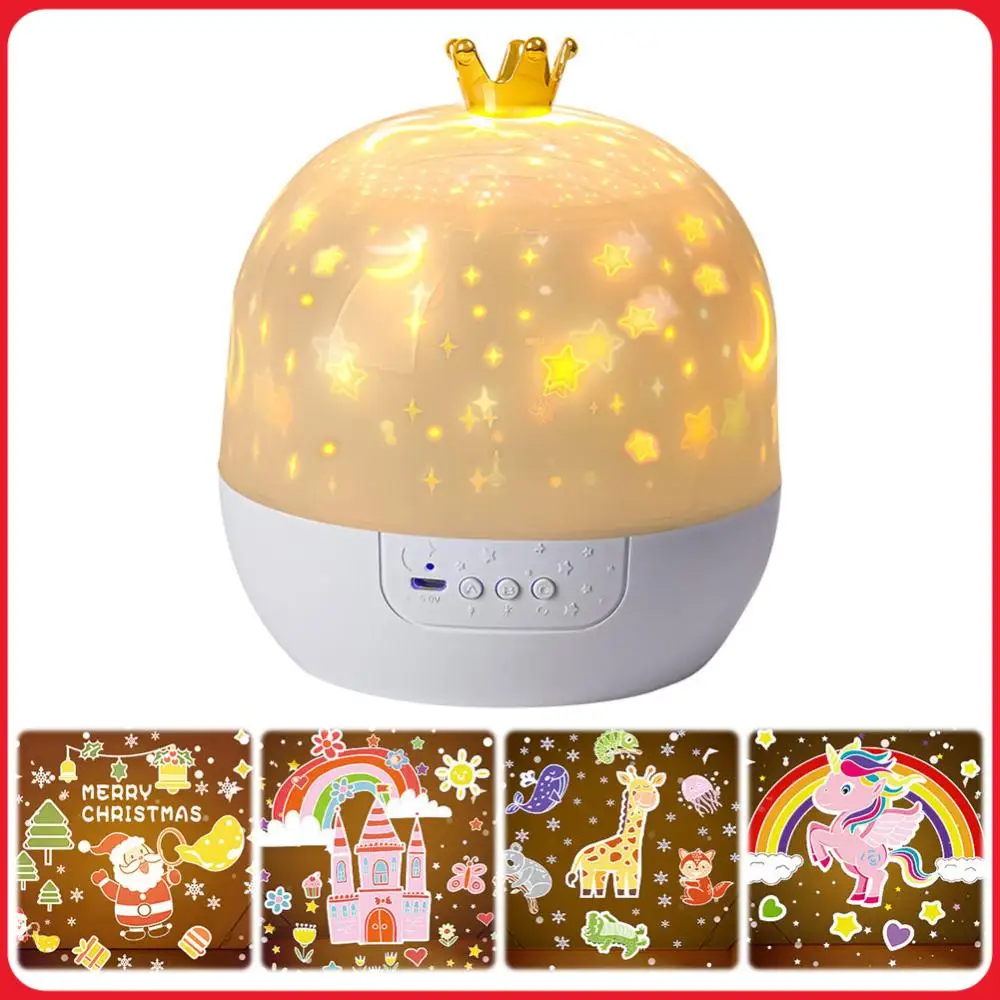 

Проектор-звездогляд с музыкой, вращающийся, в форме короны, ночник, 15/21 тематических проекций, атмосферный светильник, 3 режима освещения для детской спальни