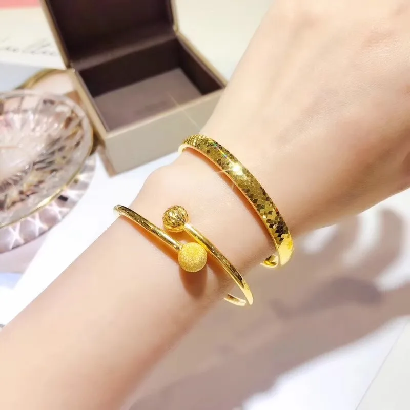 Premium Gold 9999 Fish Scale Bracelet Women's Gold Store Same Smooth Bracelet 24k Real Gold Honeycomb Face Jewelry