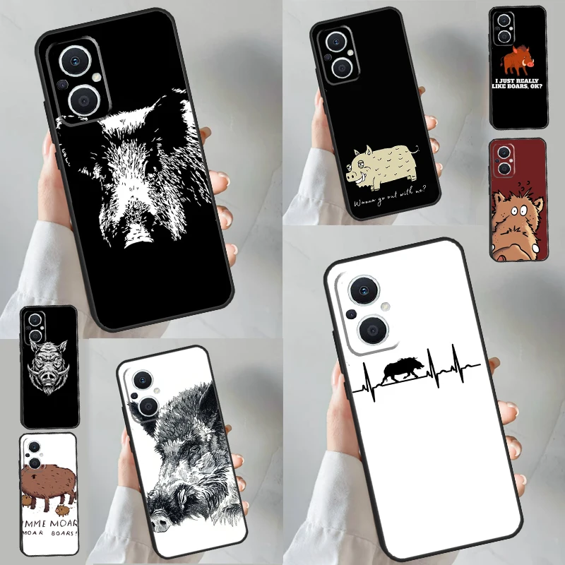 Cute wild boar funny Cartoon Phone Case For OPPO Reno 8T 2 3 4 5 Z 6 7 8 Lite OPPO Find X5 Lite X6 Pro X2 X3 Neo Cover