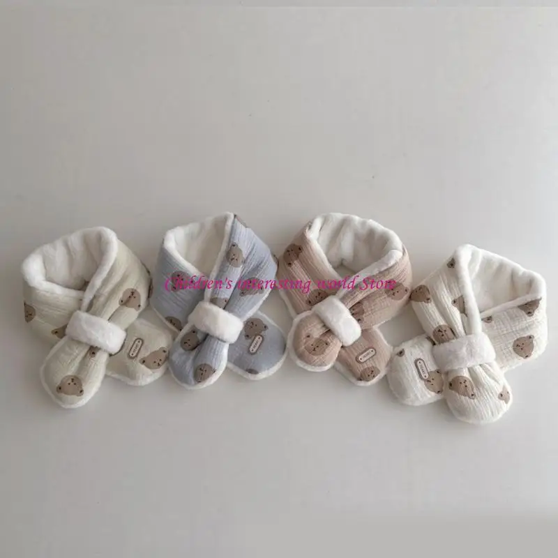 Cartoon Animal Pattern Neck Scarf Plush Long Neckerchief for Outdoor Activities 425F