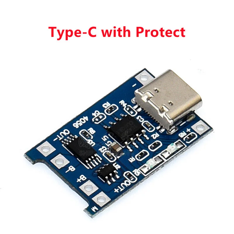 1/5PCS 5V 1A Micro USB 18650 type-c Lithium Battery Charging Board Charger Module+Protection Dual Functions TP4056 18650