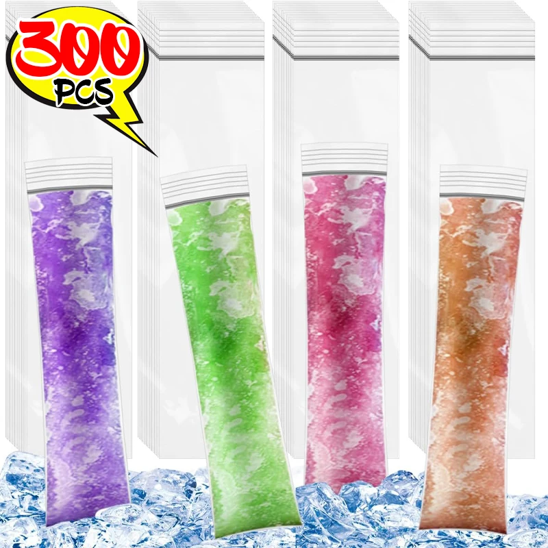 Bolsas transparentes desechables para paletas, bolsa autosellada para Fabricación de hielo, para bricolaje, helado, jugo, yogur, Pops, batidos, molde, 300/50 Uds.