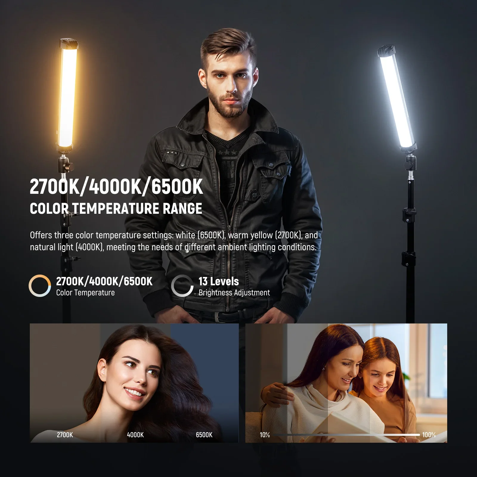 NEEWER 2700K/4000K/6500K CRI95 8W LED Dimmable Handheld Tube Light Stick 2000mAh Basics 12