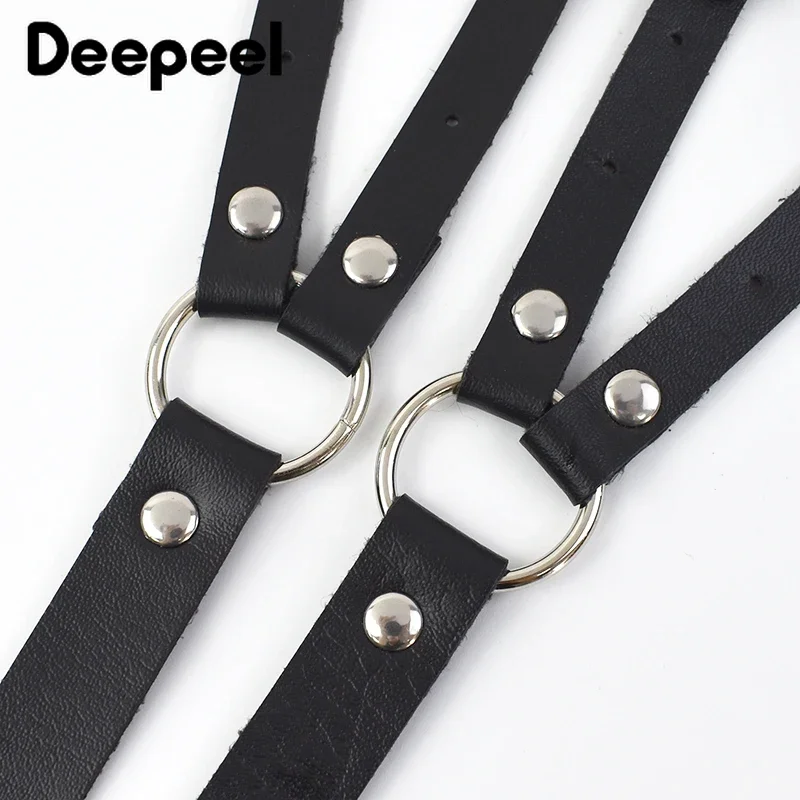 Deepeel Adult Men Suspenders Goth Faux Leather 3 Clips Hook Adjust Strap Braces for Male Jeans Punk Party Harness Belt Jockstrap