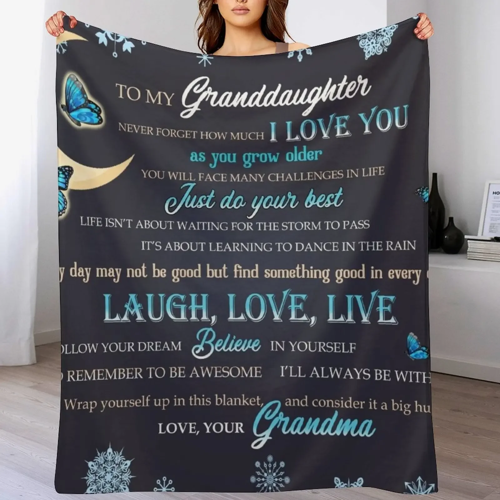 Grandma To Granddaughter Never Forget How Much I Love You Throw Blanket Soft Home Decor Blanket for Couch Bedroom