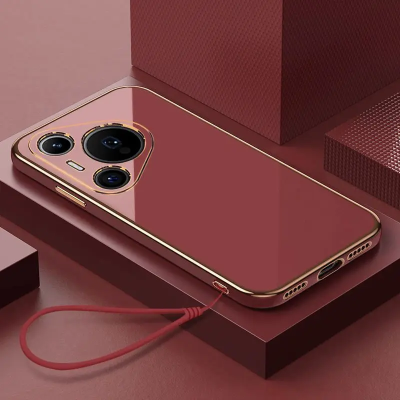 For Huawei Pura 70 Pro + Case Huawei Pura 70 Phone Case Huawei Pura 70 Ultra Cover Luxury Square Plating Shockproof Back Cover