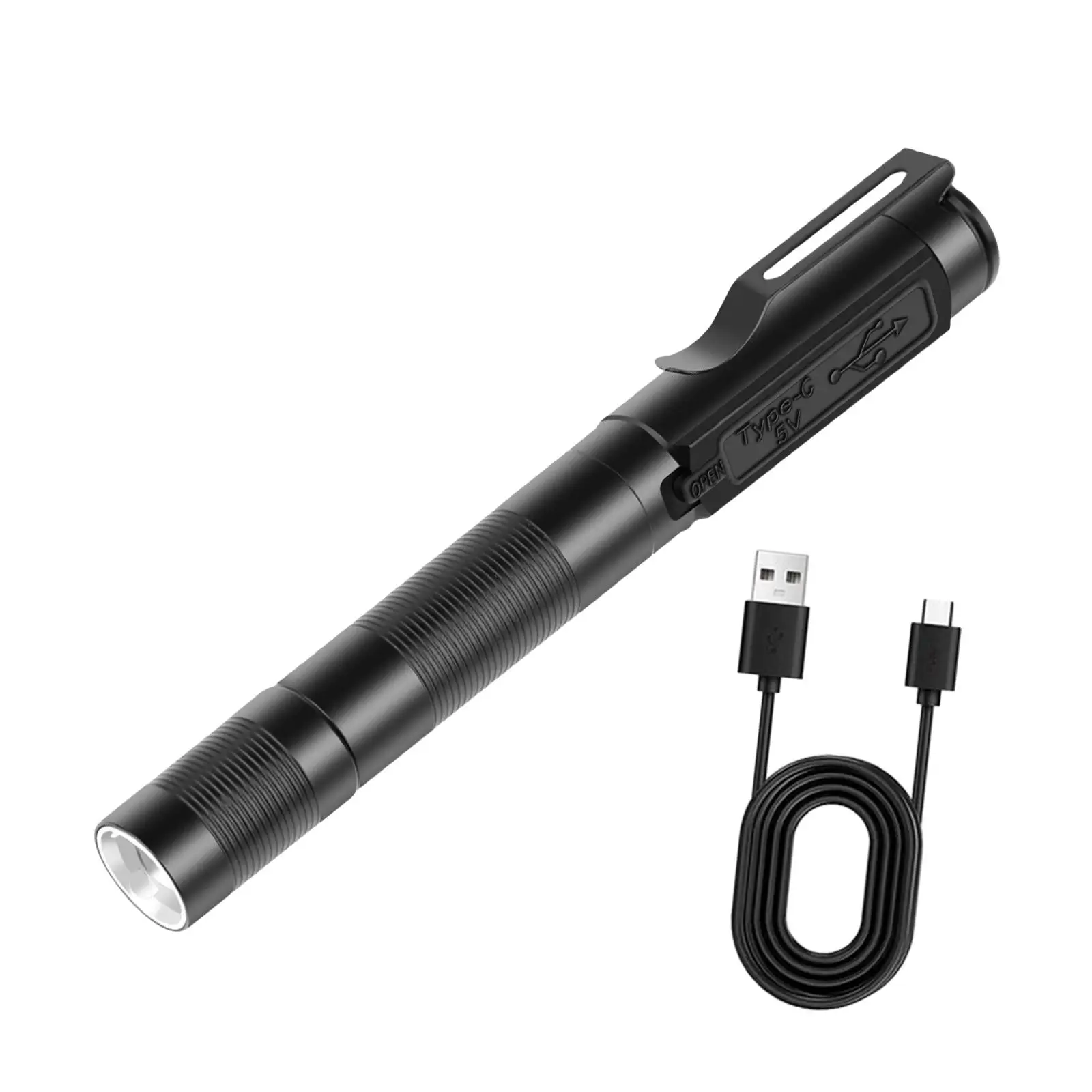 Lanterna LED portátil USB, Pen Light, Tocha, Luz para caminhadas