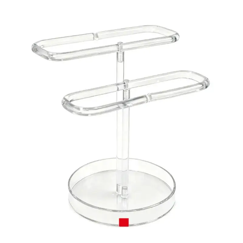 A52E Elegant Double Tiered Earring And Ring Holder Clear Acrylic Construction For Enhanced Visibility