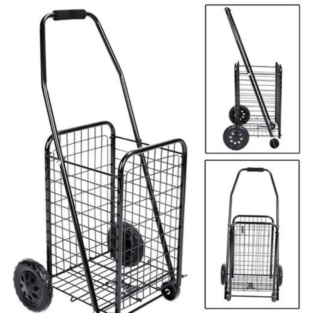 Shopping Trolley Foldable Portable Iron Shop Cart Stair-Climbing On Wheels For Outdoor Camping Grocery Storage Folding Trailer