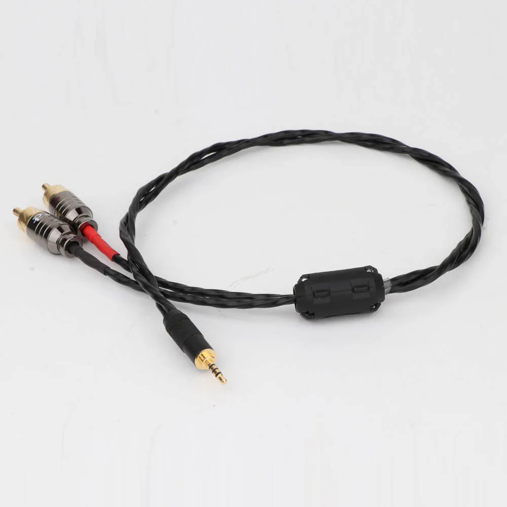 Preffair ofc alta fidelidade prata chapeado 2.5mm para 2rca aux cabo de áudio 24k banhado a ouro plug fone de ouvido cabo de conexão