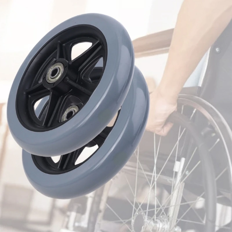 6/8Inch Anti-skid Wheelchair Front Castor Wheels Replacement Solid Tire Wheel for Electric & Manual Wheelchairs 87HA