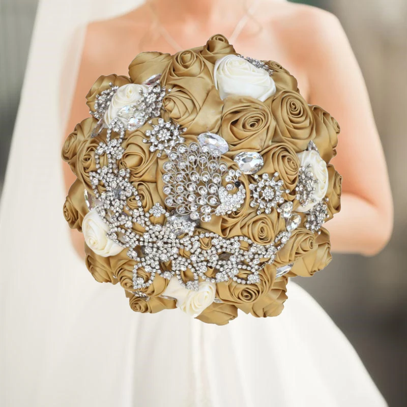 Royal Wedding Bouquet Rhinestone Bride and Bridesmaid Hand Flowers Handmade Bridal Bouquet