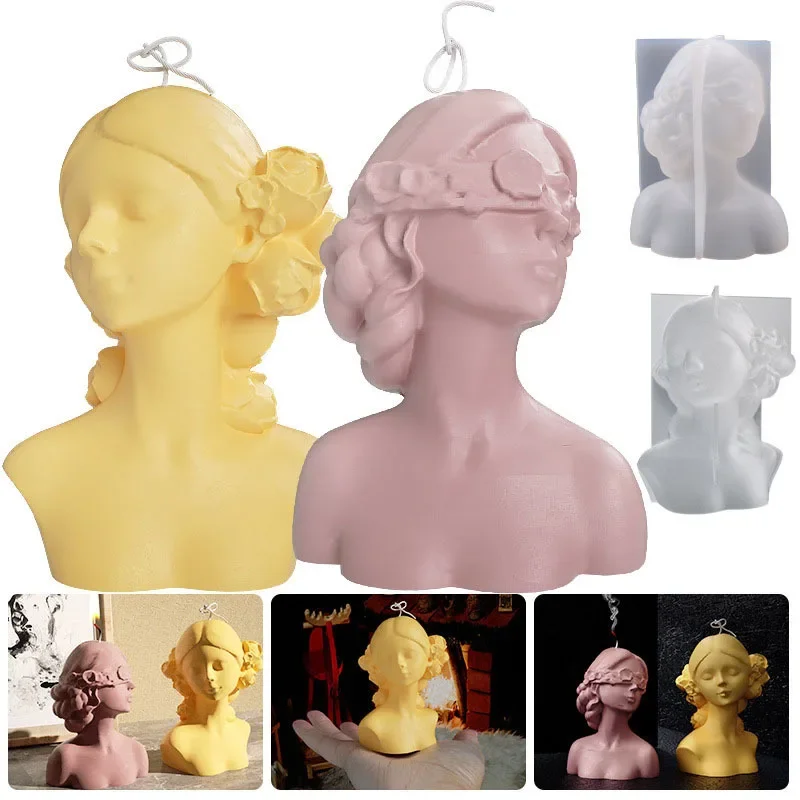 Blindfolded Girl Candle Silicone Mould DIY Beauty Body Crystal Epoxy Mould Plaster Female Plaster Fragrance Portrait Ornament